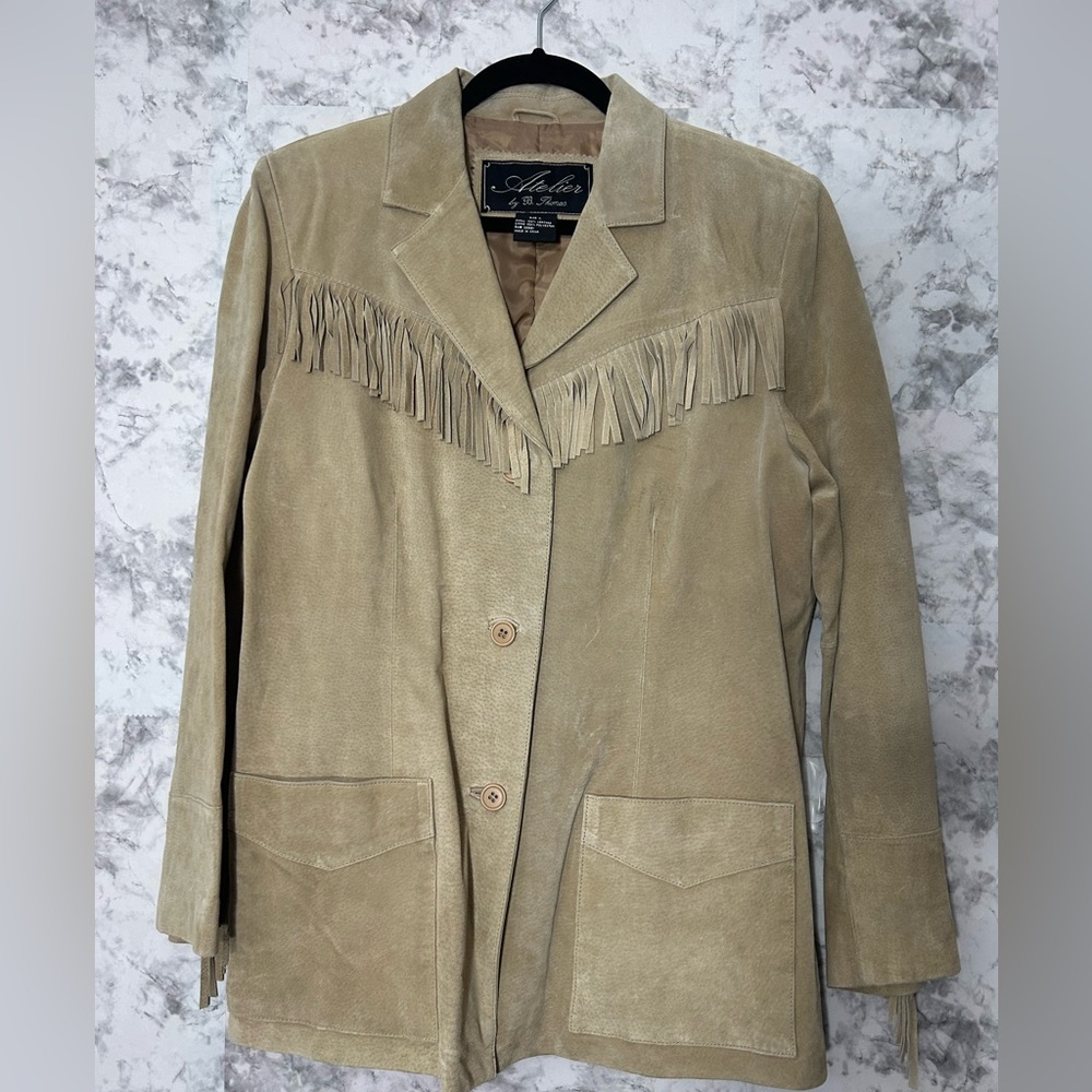 Atelier by B Thomas Tan Leather Jacket with Fringe
